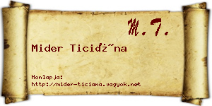 Mider Ticiána névjegykártya